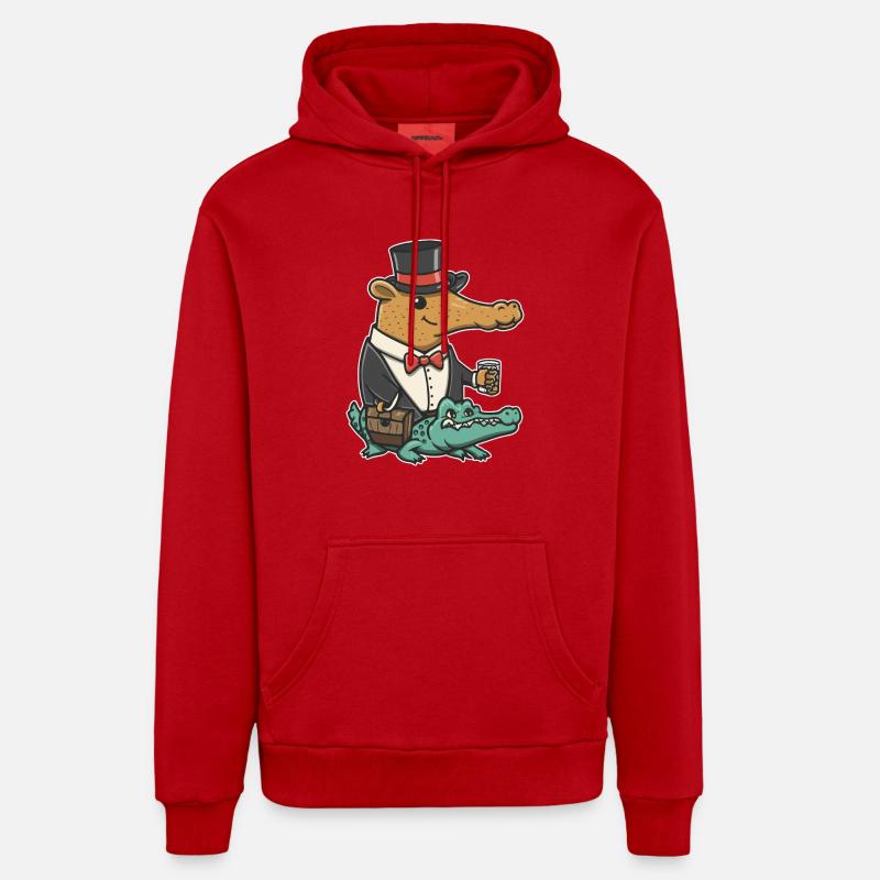 Capybara Dapper Crocodile - Sweat à capuche bio décontracté fabriqué en UE - rouge