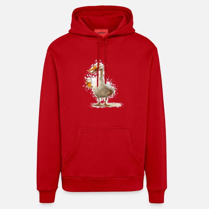 Bière d’oie drôle - Sweat à capuche bio décontracté fabriqué en UE - rouge