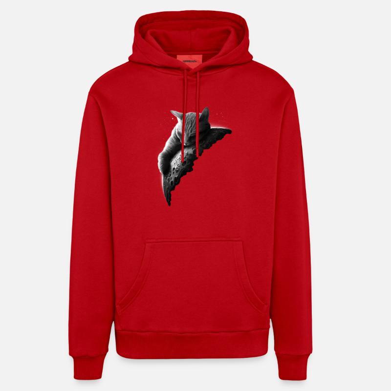 MOONCAT 2 (Choisissez le noir) - Sweat à capuche bio décontracté fabriqué en UE - rouge