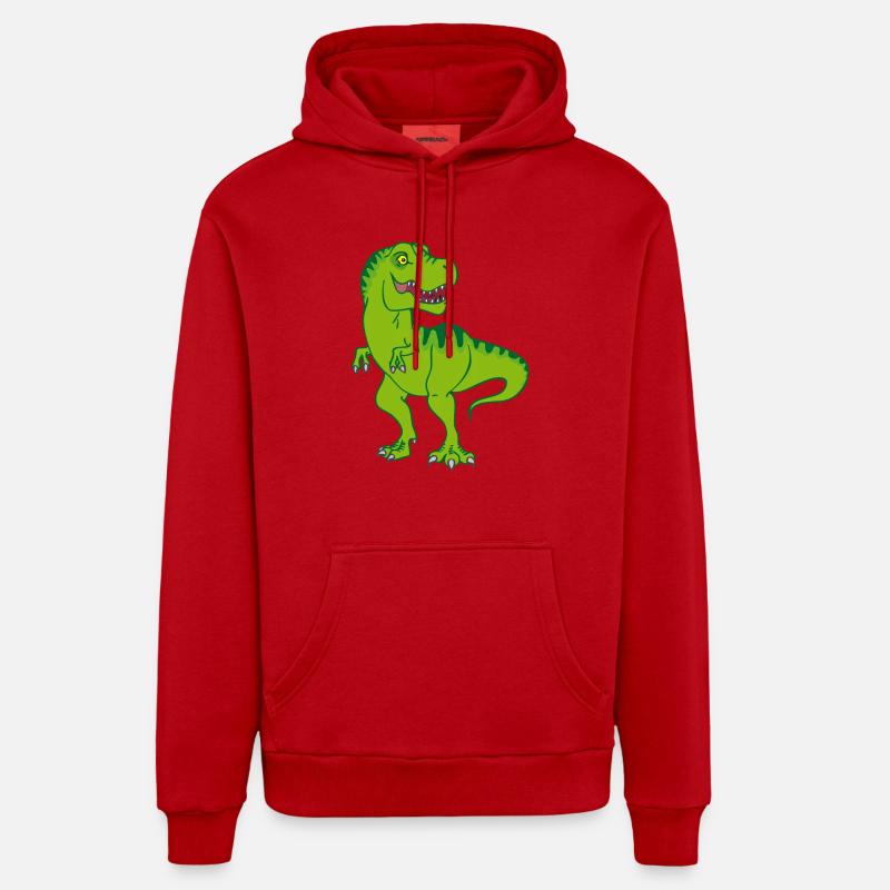 T-Rex / Vert Dinosaure Comique - Sweat à capuche bio décontracté fabriqué en UE - rouge