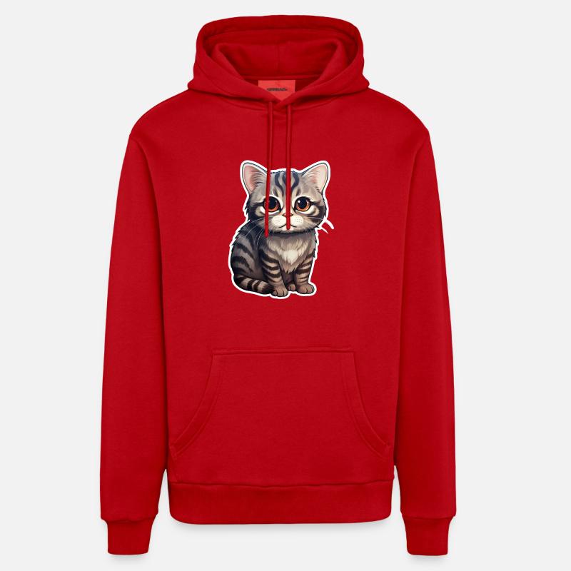 Chat British Shorthair - Sweat à capuche bio décontracté fabriqué en UE - rouge