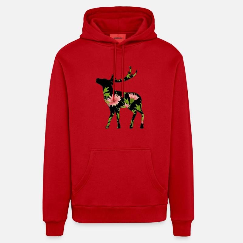 Cerf - Sweat à capuche bio décontracté fabriqué en UE - rouge