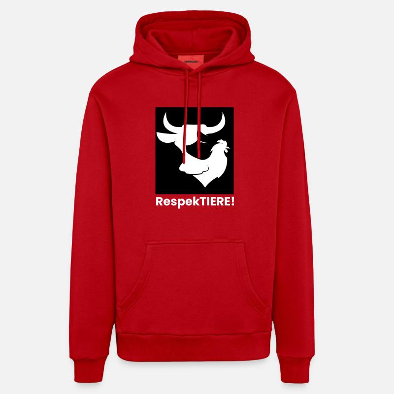 Respect des silhouettes d’animaux Bœuf, Cochon, Poulet - Sweat à capuche bio décontracté fabriqué en UE - rouge