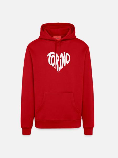 Turin, Torino Heart Design - Organic Relaxed Hoodie Made in EU - red