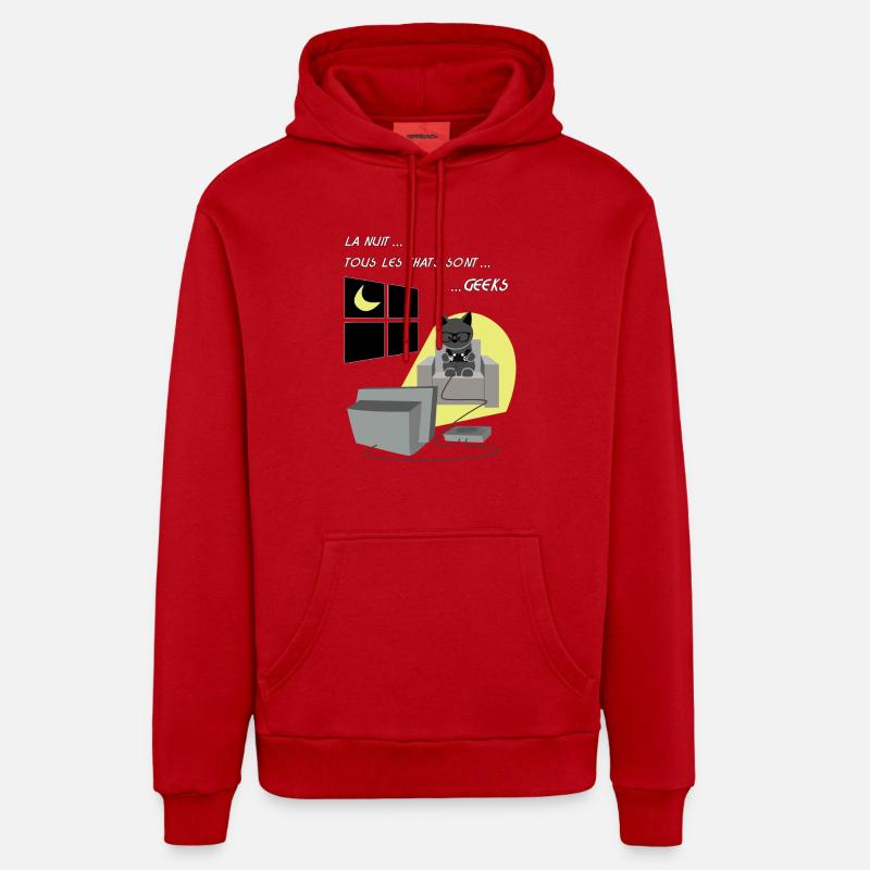 chats geeks - Sweat à capuche bio décontracté fabriqué en UE - rouge