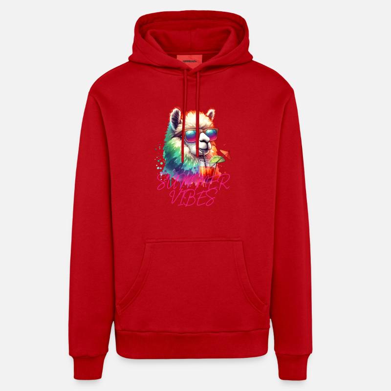 Lama alpaga d’été - Sweat à capuche bio décontracté fabriqué en UE - rouge
