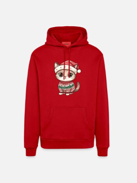 Cat Christmas Comic - Organic Relaxed Hoodie Made in EU - red