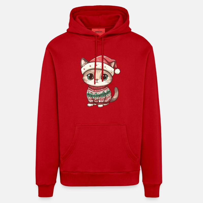 Katze Weihnachten Comic - Organic Relaxed Hoodie Made in EU - Rot