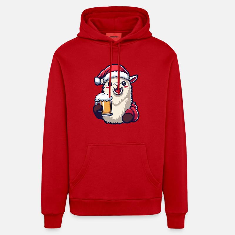 Bière de Noël Alpaga Llama - Sweat à capuche bio décontracté fabriqué en UE - rouge