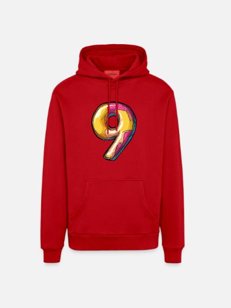 9 Zahl Comic - Organic Relaxed Hoodie Made in EU - Rot