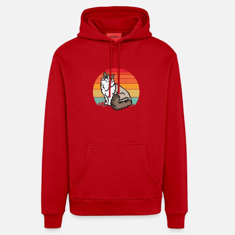 Chat RAGDOLL rétro - Sweat à capuche bio décontracté fabriqué en UE - rouge