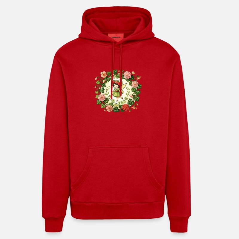Fée du jardin de fleurs - Sweat à capuche bio décontracté fabriqué en UE - rouge