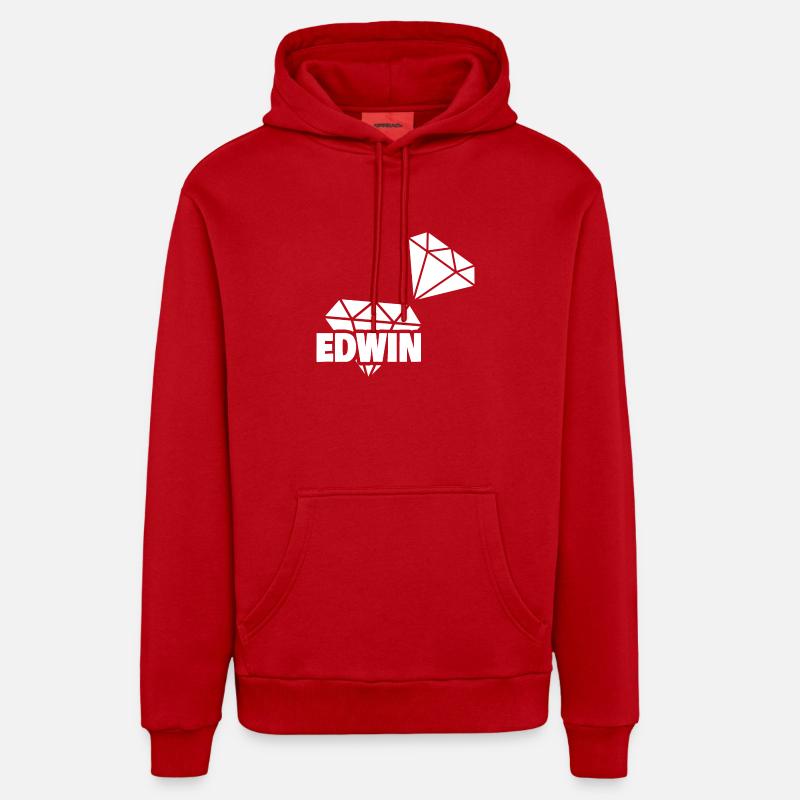 Edwin - Sweat à capuche bio décontracté fabriqué en UE - rouge