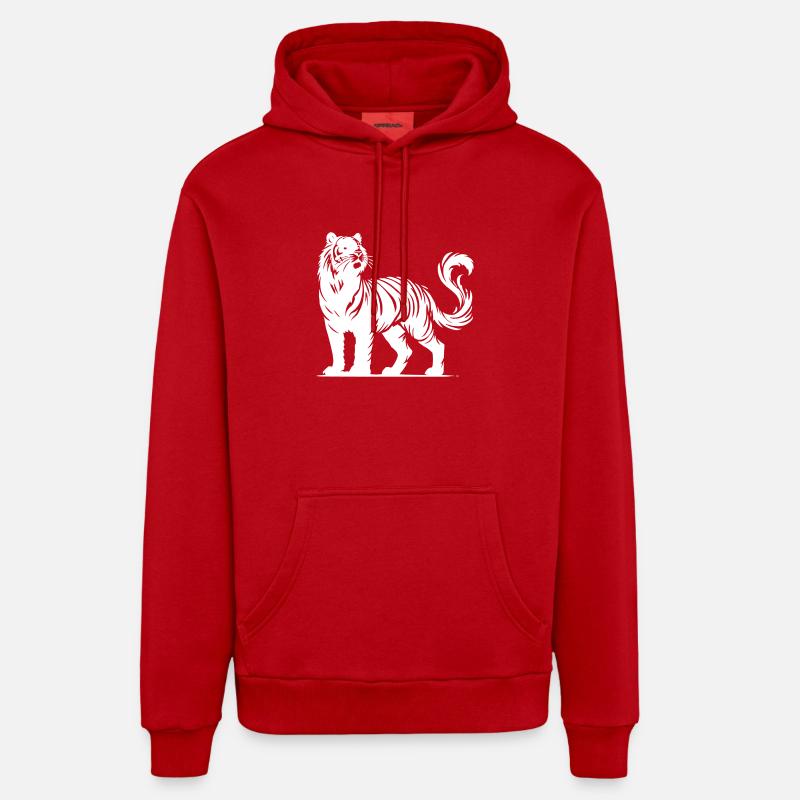 tigre - Sweat à capuche bio décontracté fabriqué en UE - rouge