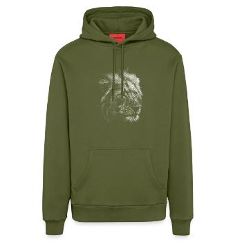 Tête de lion - Sweat à capuche bio décontracté fabriqué en UE - MOSS GREEN - Devant
