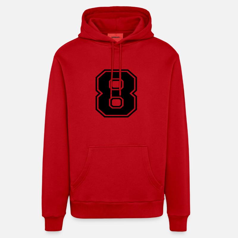 Numéro 8 - Sweat à capuche bio décontracté fabriqué en UE - rouge