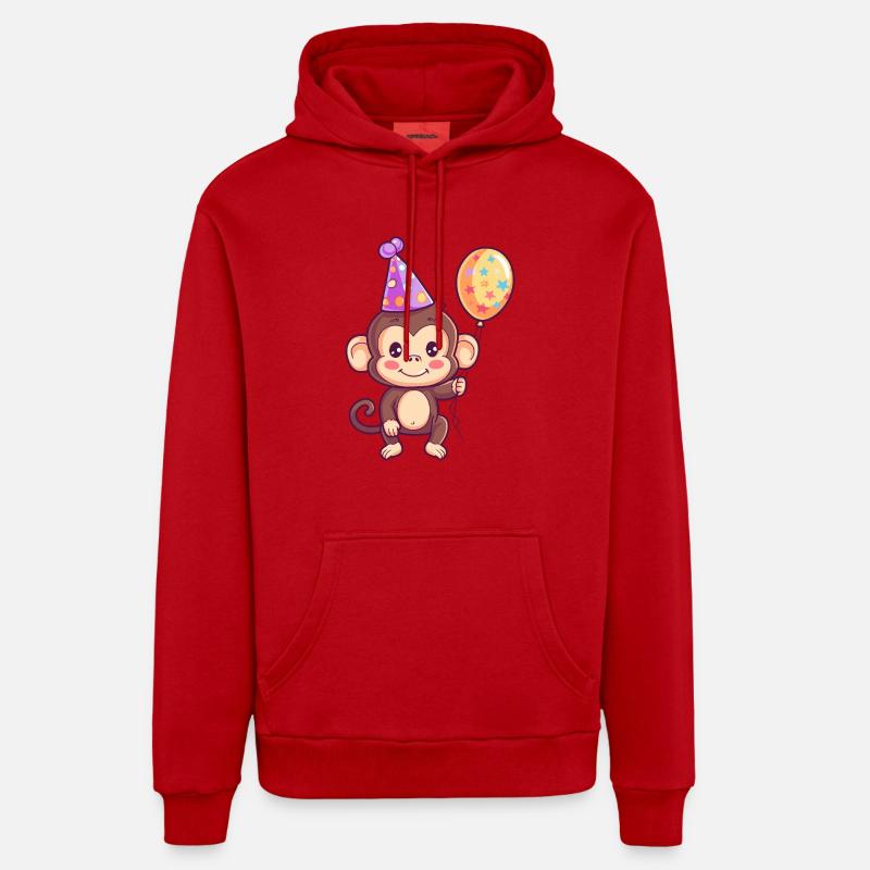 Singe Anniversaire Bébé - Sweat à capuche bio décontracté fabriqué en UE - rouge
