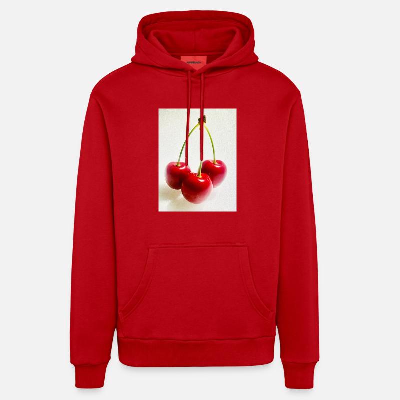 Cerise - Sweat à capuche bio décontracté fabriqué en UE - rouge