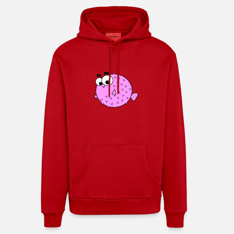 Poisson-globe - Sweat à capuche bio décontracté fabriqué en UE - rouge