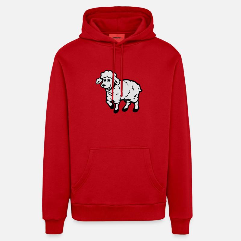 Moutons mignons - Sweat à capuche bio décontracté fabriqué en UE - rouge