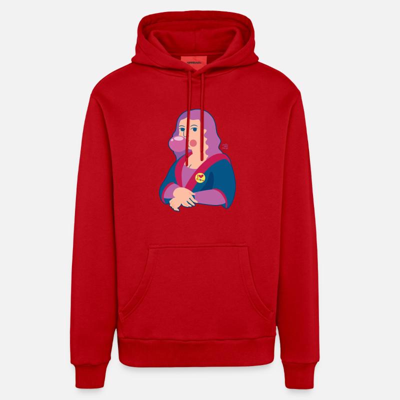 Mona Lisa chicle - Sweat à capuche bio décontracté fabriqué en UE - rouge