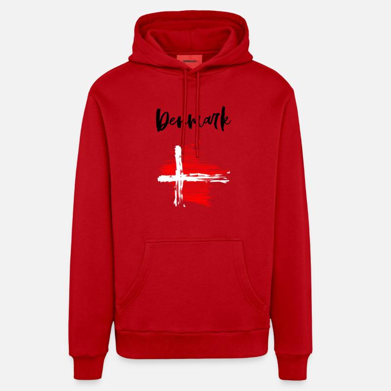 Denmark - Danemark - Fanhirt - Sweat à capuche bio décontracté fabriqué en UE - rouge
