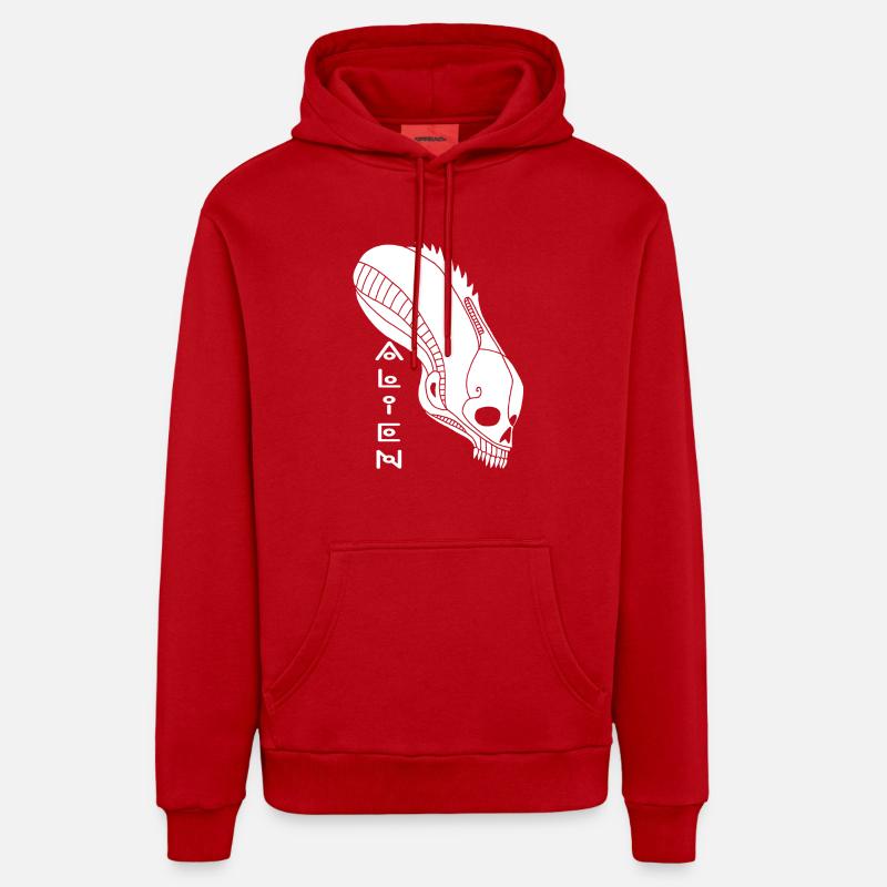 Crâne extraterrestre blanc - Sweat à capuche bio décontracté fabriqué en UE - rouge
