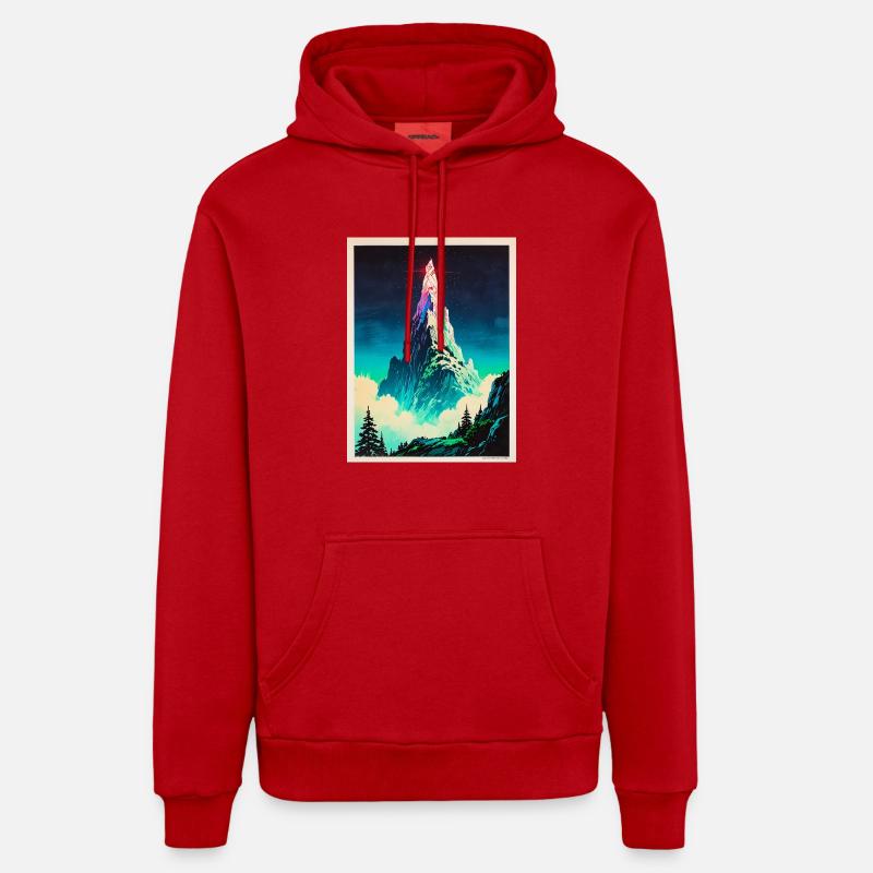 Un phare au-dessus des nuages - Sweat à capuche bio décontracté fabriqué en UE - rouge