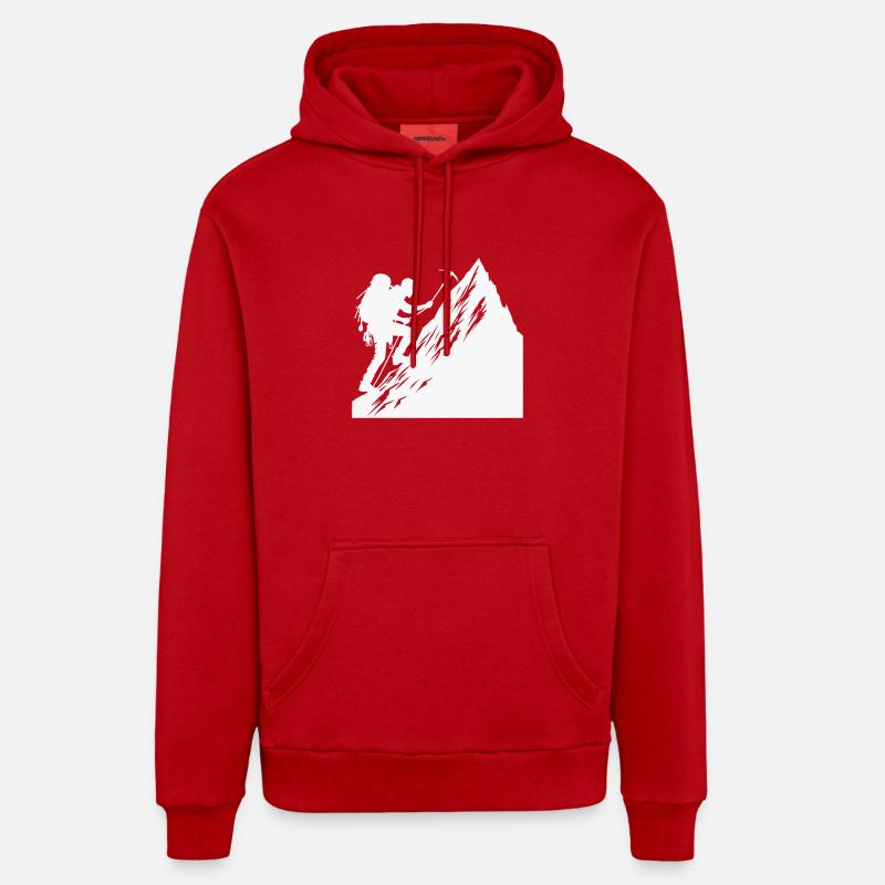 grimpeur - Sweat à capuche bio décontracté fabriqué en UE - rouge