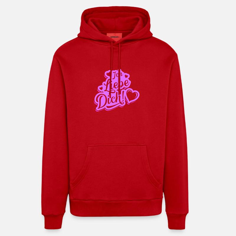 Je t’aime la Saint-Valentin - Sweat à capuche bio décontracté fabriqué en UE - rouge