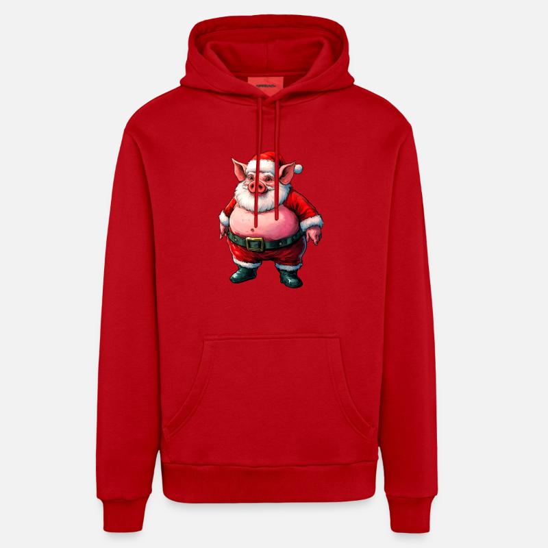 Cochon de Noël - Sweat à capuche bio décontracté fabriqué en UE - rouge