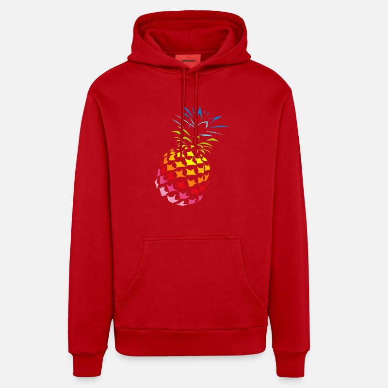 Ananas arc-en-couleurs - Sweat à capuche bio décontracté fabriqué en UE - rouge