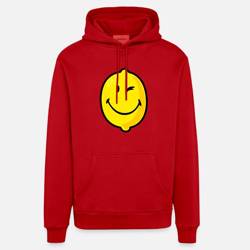 Smiley Lemon - Sweat à capuche bio décontracté fabriqué en UE - rouge