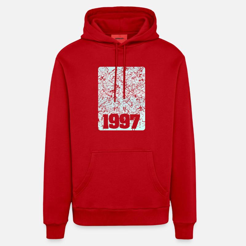 Numéro 1997 - Sweat à capuche bio décontracté fabriqué en UE - rouge