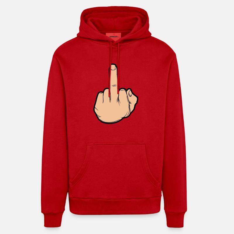 Doigt d’honneur de la main - Sweat à capuche bio décontracté fabriqué en UE - rouge
