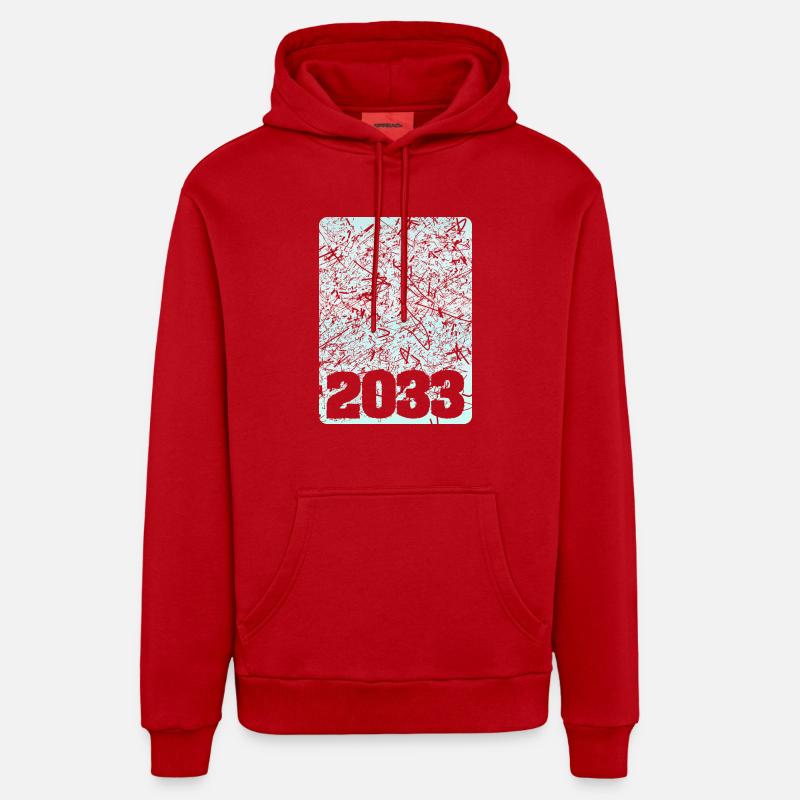 Numéro 2033 - Sweat à capuche bio décontracté fabriqué en UE - rouge