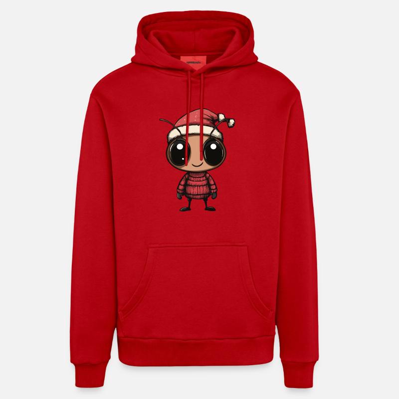 Bande dessinée de Noël Ant - Sweat à capuche bio décontracté fabriqué en UE - rouge