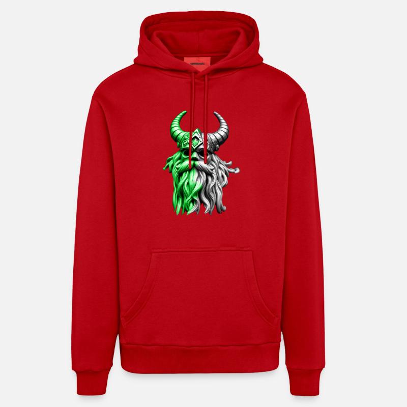 Vert Ragnar - Sweat à capuche bio décontracté fabriqué en UE - rouge