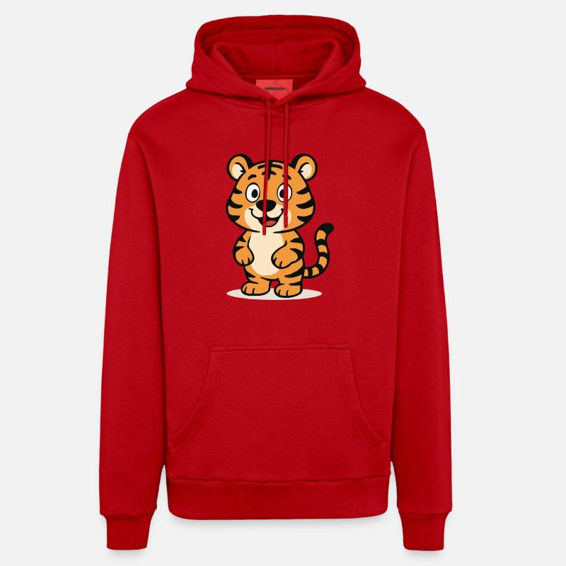 Bande dessinée Tiger - Sweat à capuche bio décontracté fabriqué en UE - rouge
