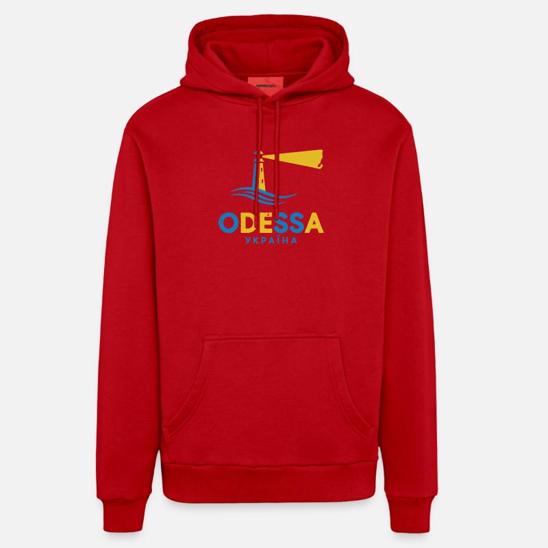 Phare d’Odessa Scène de Nuit Tee - Sweat à capuche bio décontracté fabriqué en UE - rouge