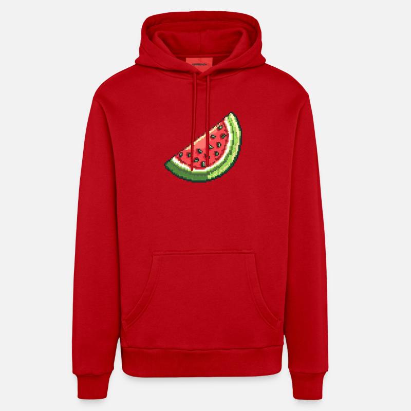 Pixel Wassermelone Slice Organic Relaxed Hoodie Made in EU