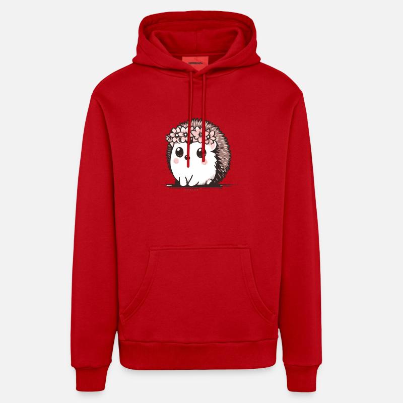 hérisson doux - Sweat à capuche bio décontracté fabriqué en UE - rouge