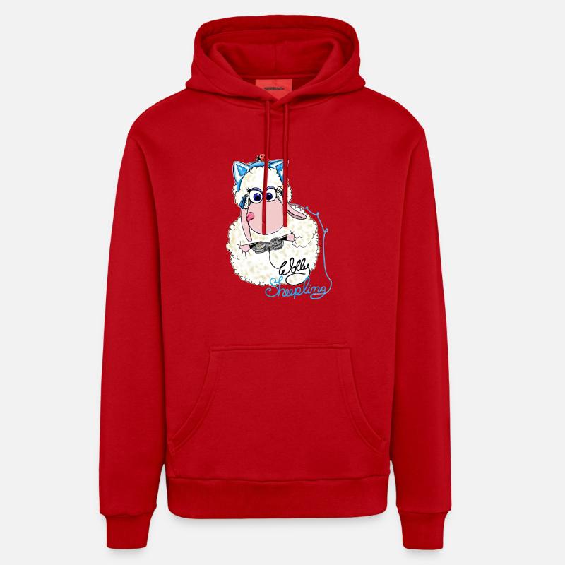 Wolly Sheepling joue - Sweat à capuche bio décontracté fabriqué en UE - rouge