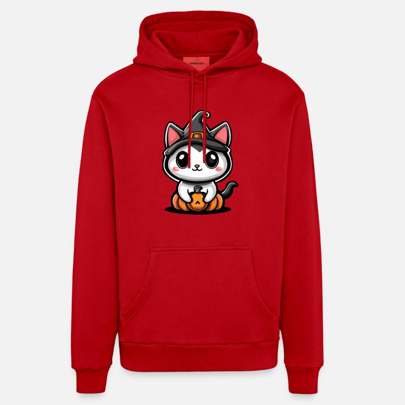 Chat Halloween Chat Bébé - Sweat à capuche bio décontracté fabriqué en UE - rouge