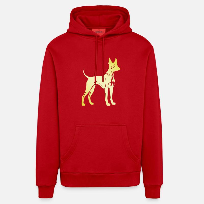 Silhouette de chien doberman - Sweat à capuche bio décontracté fabriqué en UE - rouge