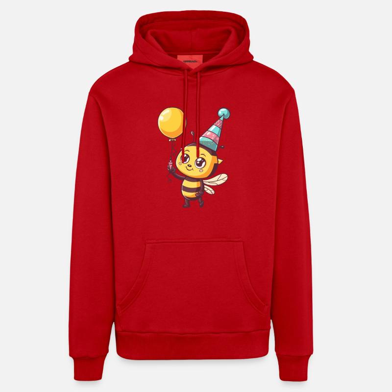 Bande dessinée d’anniversaire d’abeille - Sweat à capuche bio décontracté fabriqué en UE - rouge