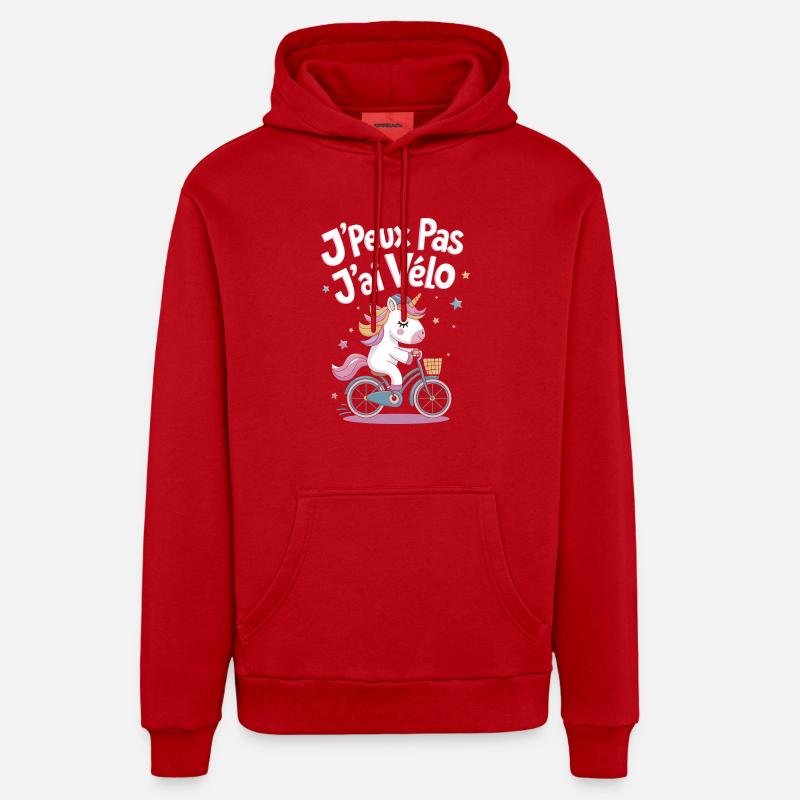 J'peux pas j'ai vélo - Sweat à capuche bio décontracté fabriqué en UE - rouge