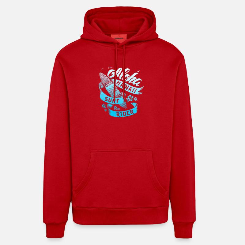Graphique été été - Sweat à capuche bio décontracté fabriqué en UE - rouge