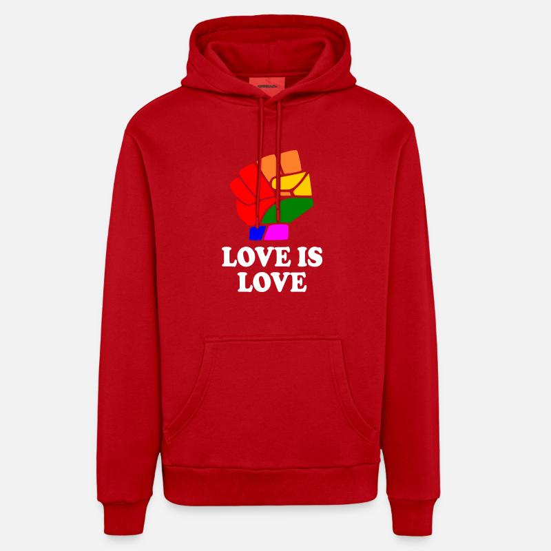 Love is love - Sweat à capuche bio décontracté fabriqué en UE - rouge