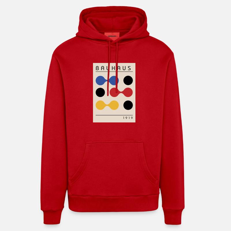 Bauhaus Art 1919 - Sweat à capuche bio décontracté fabriqué en UE - rouge